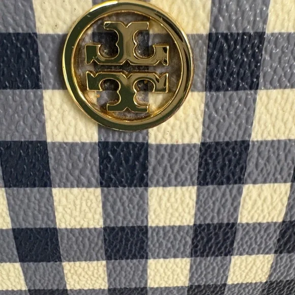 Tory Burch Robinson Navy White Gingham Crossbody - LNC - Picture 2 of 13